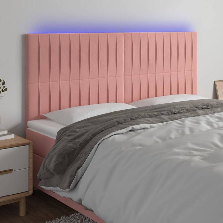VIDAXL Hoofdbord LED 180x5x118 128 cm fluweel roze - Foto 1