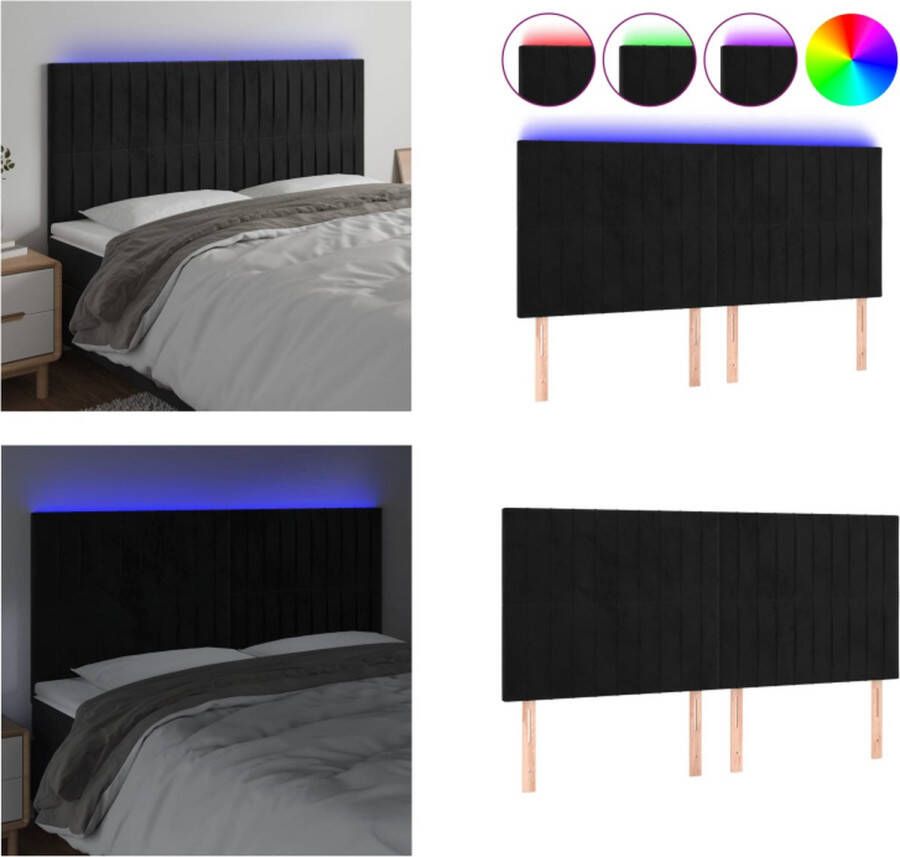 VidaXL Hoofdbord LED 180x5x118 128 cm fluweel zwart Hoofdbord Hoofdborden Hoofdeinde Houten Hoofdbord