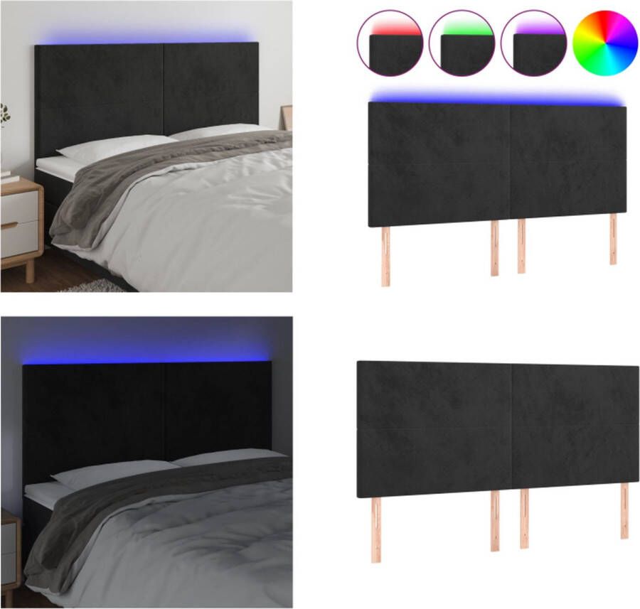 VidaXL Hoofdbord LED 180x5x118 128 cm fluweel zwart Hoofdbord Hoofdborden Hoofdeinde Houten Hoofdbord