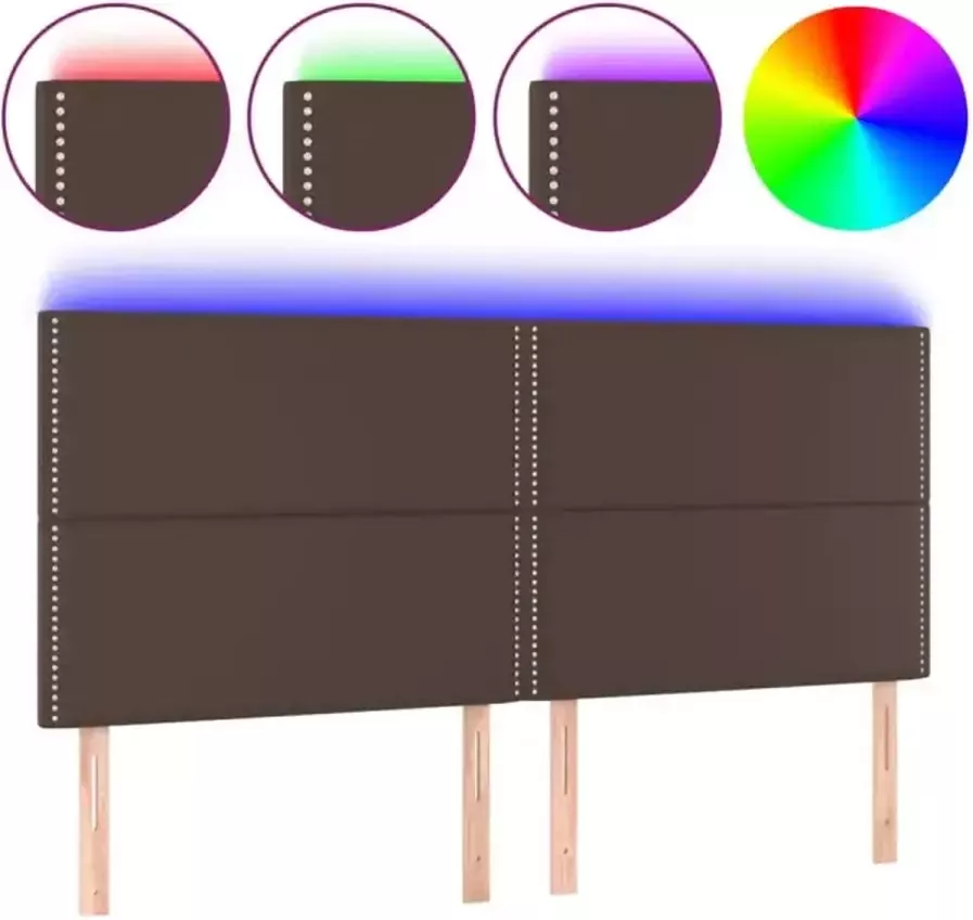 VIDAXL Hoofdbord LED 180x5x118 128 cm kunstleer bruin - Foto 2
