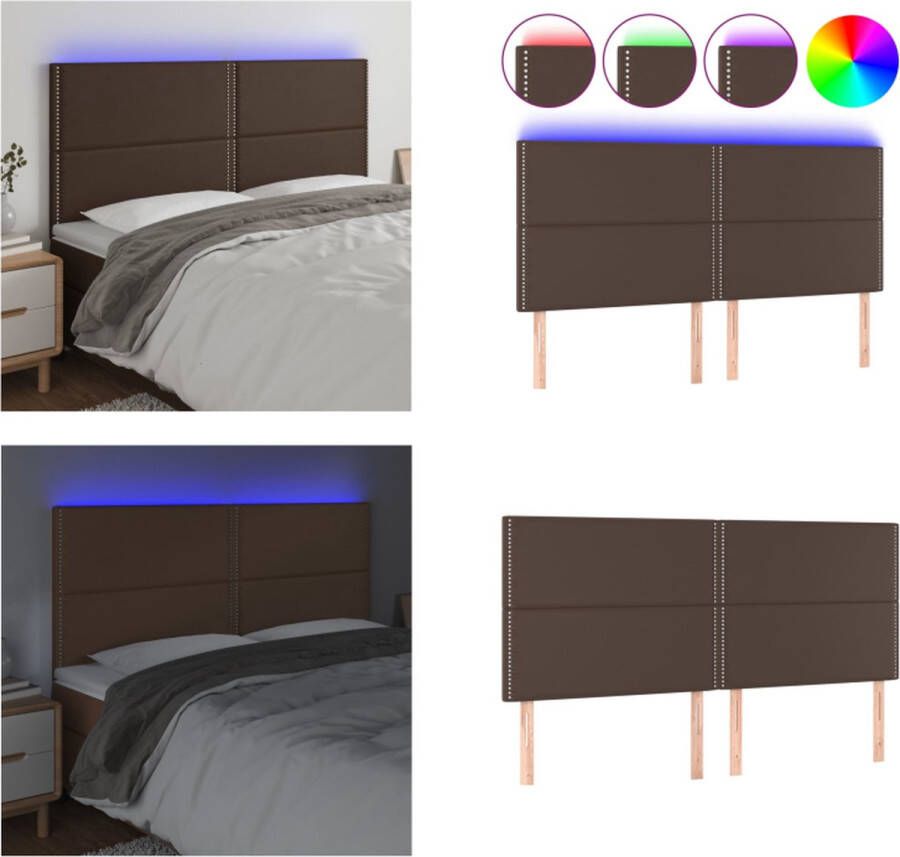 VidaXL Hoofdbord LED 180x5x118 128 cm kunstleer bruin Hoofdbord Hoofdborden Hoofdeinde Houten Hoofdbord