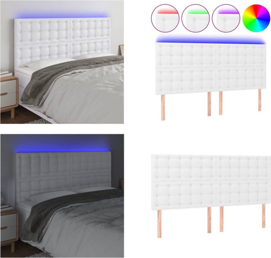 VidaXL Hoofdbord LED 180x5x118 128 cm kunstleer wit Hoofdbord Hoofdborden Hoofdeinde Houten Hoofdbord
