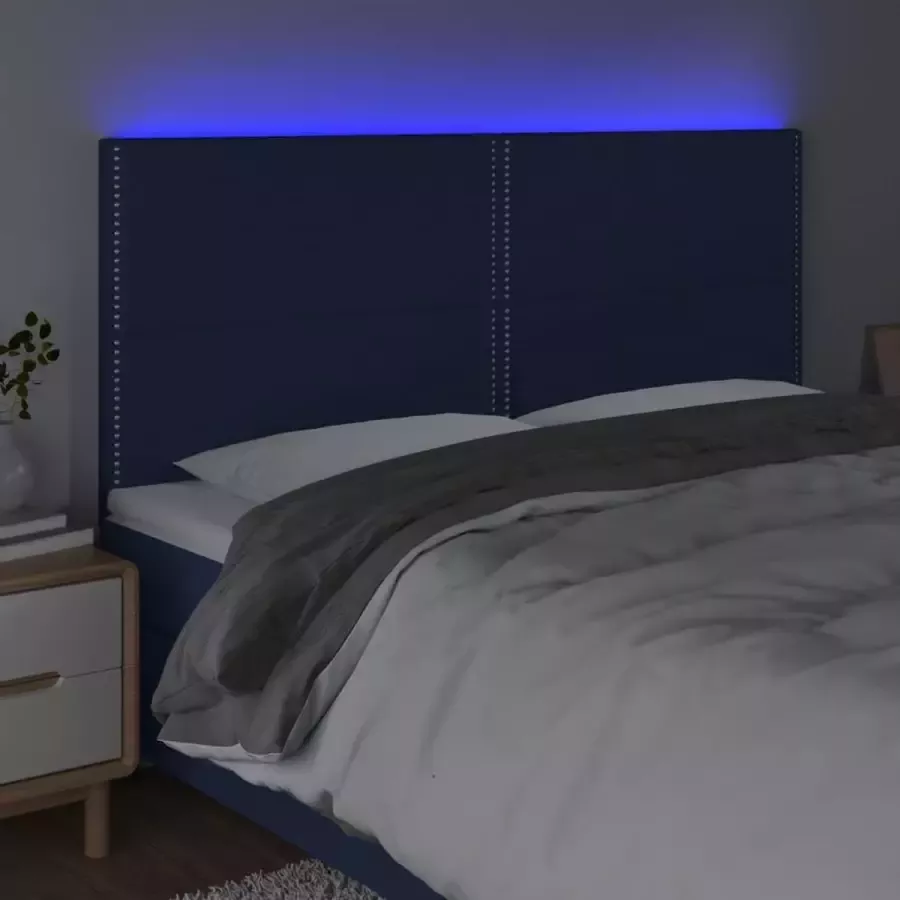 VIDAXL Hoofdbord LED 180x5x118 128 cm stof blauw - Foto 1