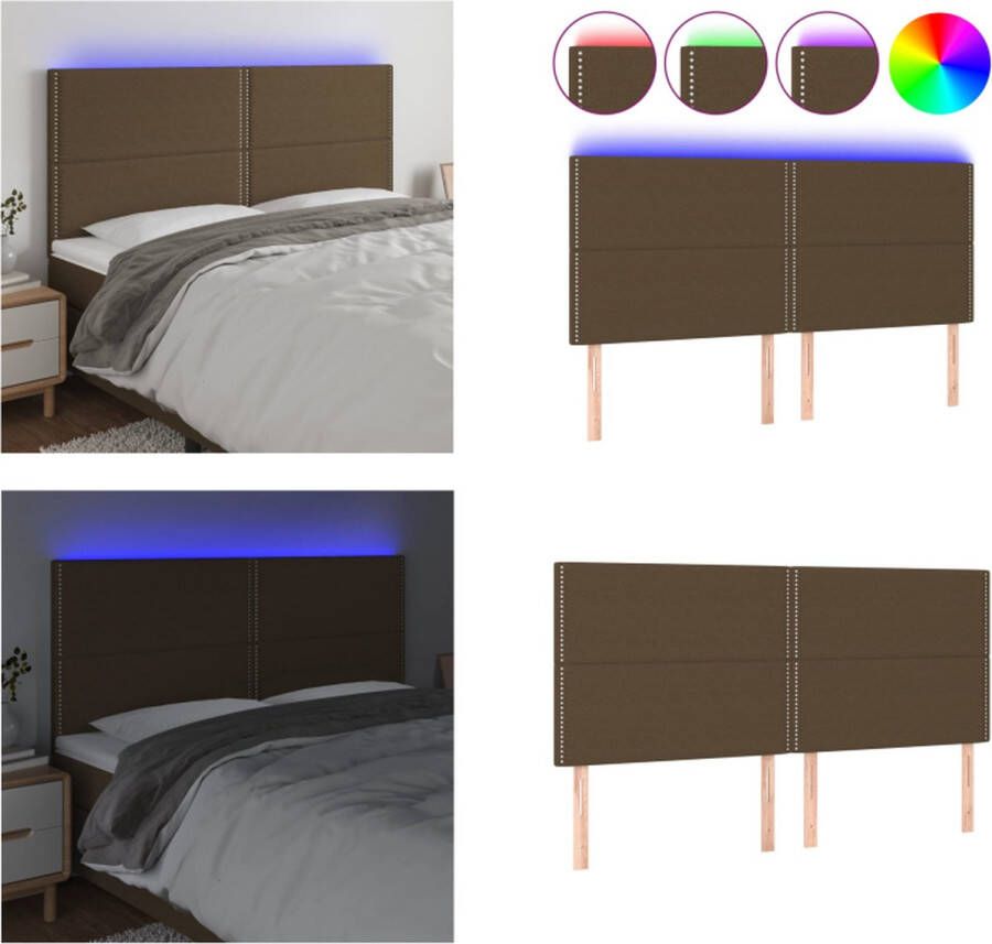 VidaXL Hoofdbord LED 180x5x118 128 cm stof donkerbruin Hoofdbord Hoofdborden Hoofdeinde Houten Hoofdbord