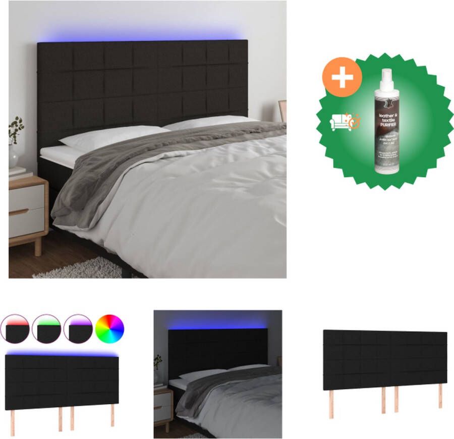 VidaXL Hoofdbord LED 180x5x118 128 cm stof zwart Bedonderdeel Inclusief Reiniger