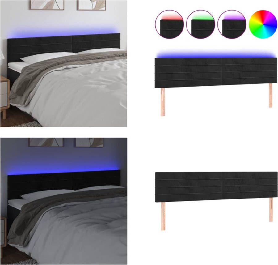 VidaXL Hoofdbord LED 180x5x78 88 cm fluweel zwart Hoofdbord Hoofdborden Hoofdeinde Houten Hoofdbord - Foto 2