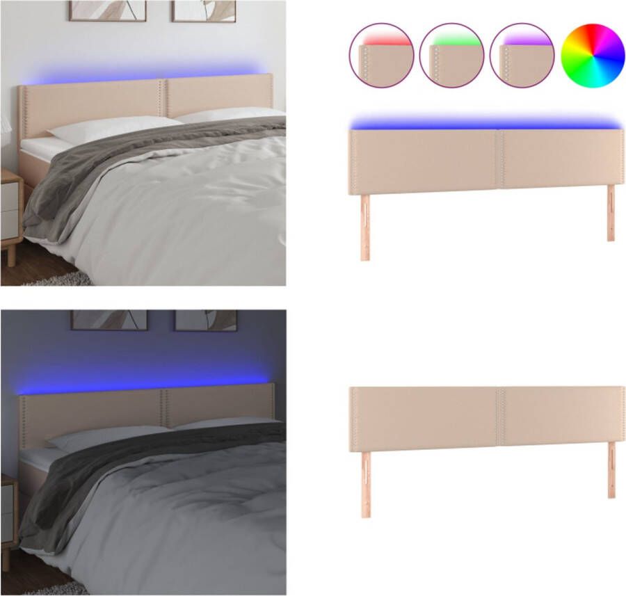 VidaXL Hoofdbord LED 180x5x78 88 cm kunstleer cappuccinokleurig Hoofdbord Hoofdborden Hoofdeinde Houten Hoofdbord