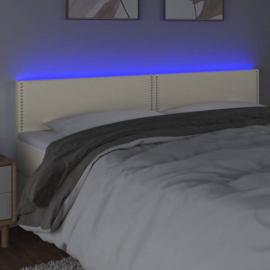 VIDAXL Hoofdbord LED 180x5x78 88 cm kunstleer crèmekleurig - Foto 1