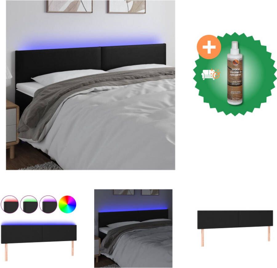 VidaXL Hoofdbord LED 180x5x78 88 cm kunstleer zwart Bedonderdeel Inclusief Houtreiniger en verfrisser