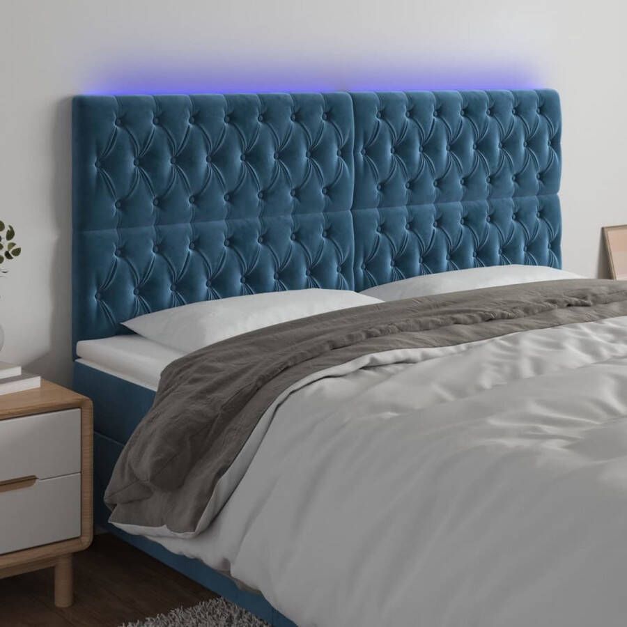 VIDAXL Hoofdbord LED 180x7x118 128 cm fluweel donkerblauw - Foto 1