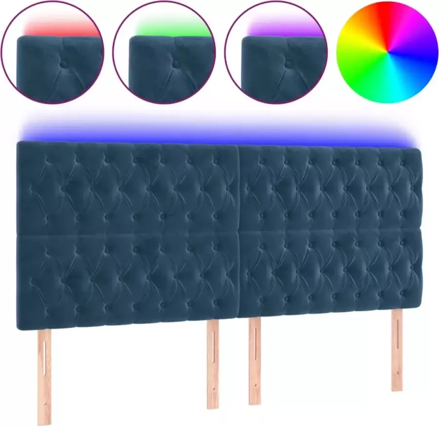 VIDAXL Hoofdbord LED 180x7x118 128 cm fluweel donkerblauw - Foto 3