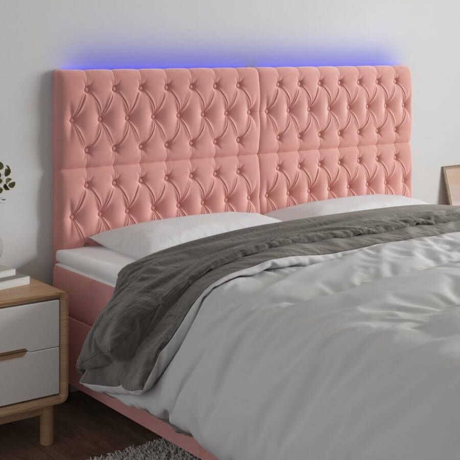 VIDAXL Hoofdbord LED 180x7x118 128 cm fluweel roze - Foto 1
