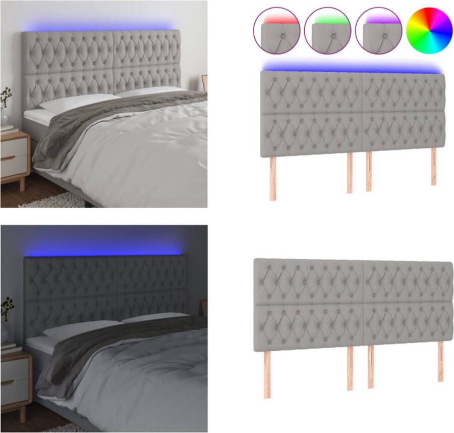 VidaXL Hoofdbord LED 180x7x118 128 cm stof lichtgrijs Hoofdbord Hoofdborden Hoofdeinde Houten Hoofdbord - Foto 1