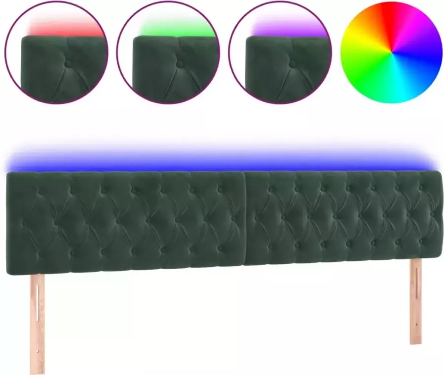VIDAXL Hoofdbord LED 180x7x78 88 cm fluweel donkergroen - Foto 3