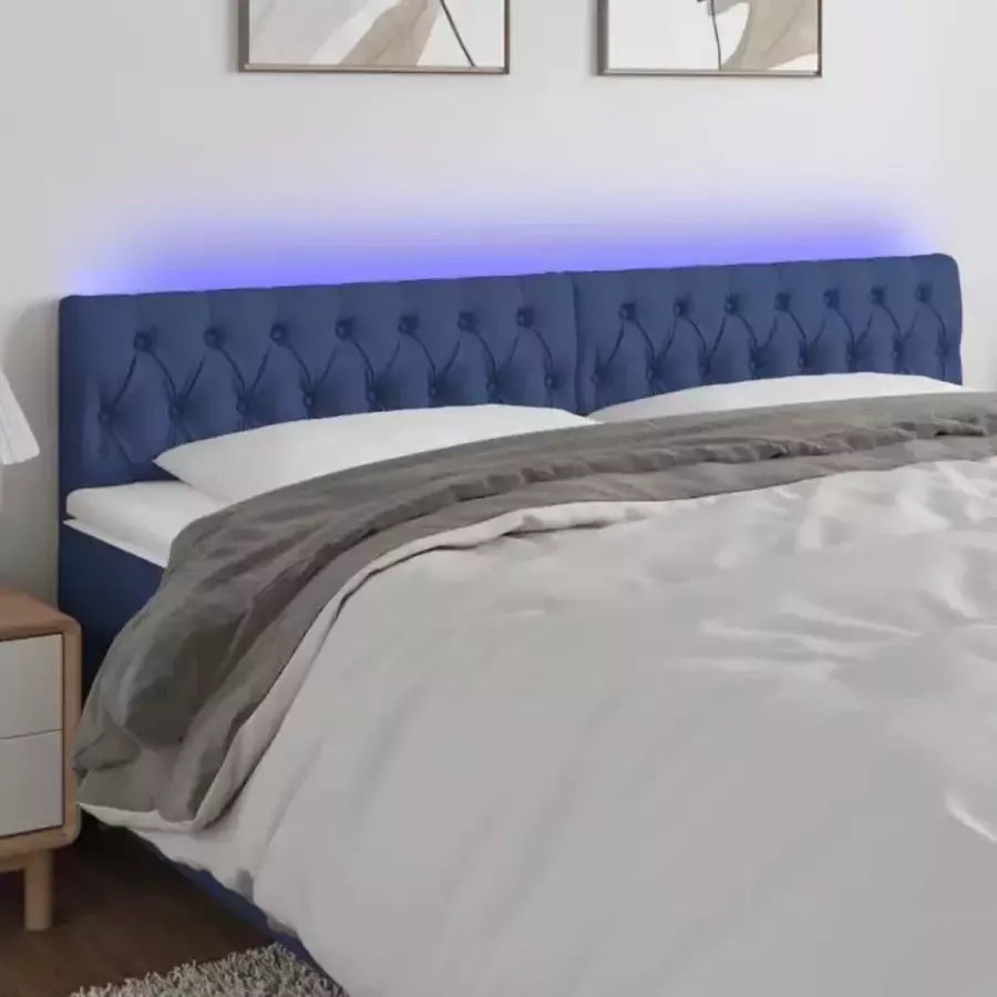VIDAXL Hoofdbord LED 180x7x78 88 cm stof blauw