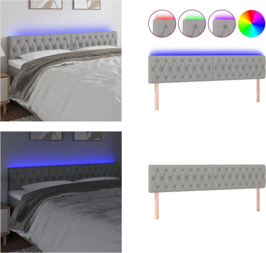 VidaXL Hoofdbord LED 180x7x78 88 cm stof lichtgrijs Hoofdbord Hoofdborden Hoofdeinde Houten Hoofdbord - Foto 1