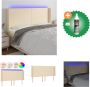 VidaXL Hoofdbord LED-verlichting Verstelbare Hoogte Comfortabele Ondersteuning Snijdbare LED-strip Crème 183 x 16 x 118 128 cm Bedonderdeel Inclusief Reiniger - Thumbnail 1