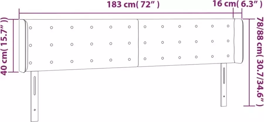 VIDAXL Hoofdbord LED 183x16x78 88 cm kunstleer wit