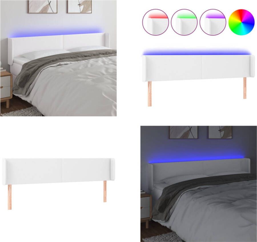 VidaXL Hoofdbord LED 183x16x78 88 cm kunstleer wit Hoofdbord Hoofdborden Hoofdeinde Houten Hoofdbord