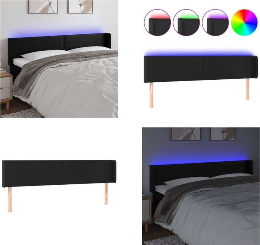 VidaXL Hoofdbord LED 183x16x78 88 cm kunstleer zwart Hoofdbord Hoofdborden Hoofdeinde Houten Hoofdbord