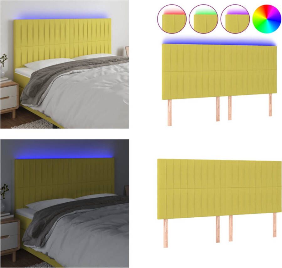 VidaXL Hoofdbord LED 200x5x118 128 cm stof groen Hoofdbord Hoofdborden Hoofdeinde Houten Hoofdbord