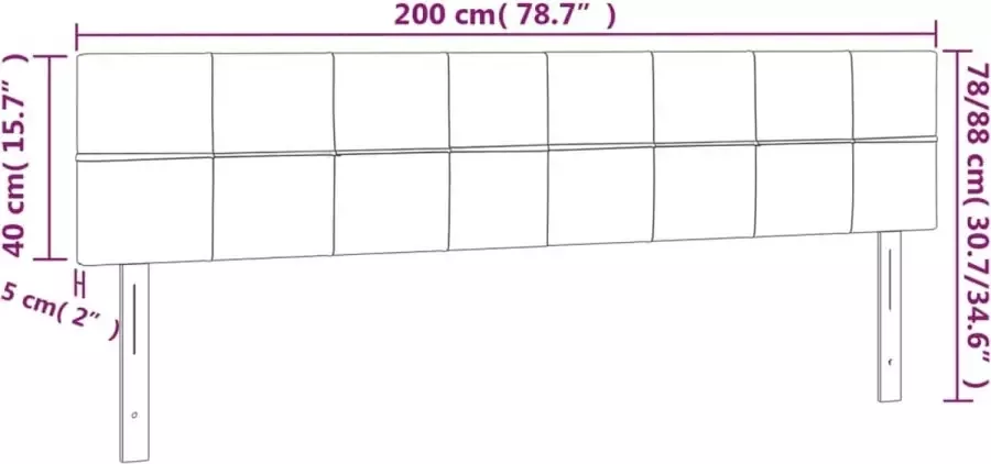 VIDAXL Hoofdbord LED 200x5x78 88 cm fluweel donkergrijs - Foto 3