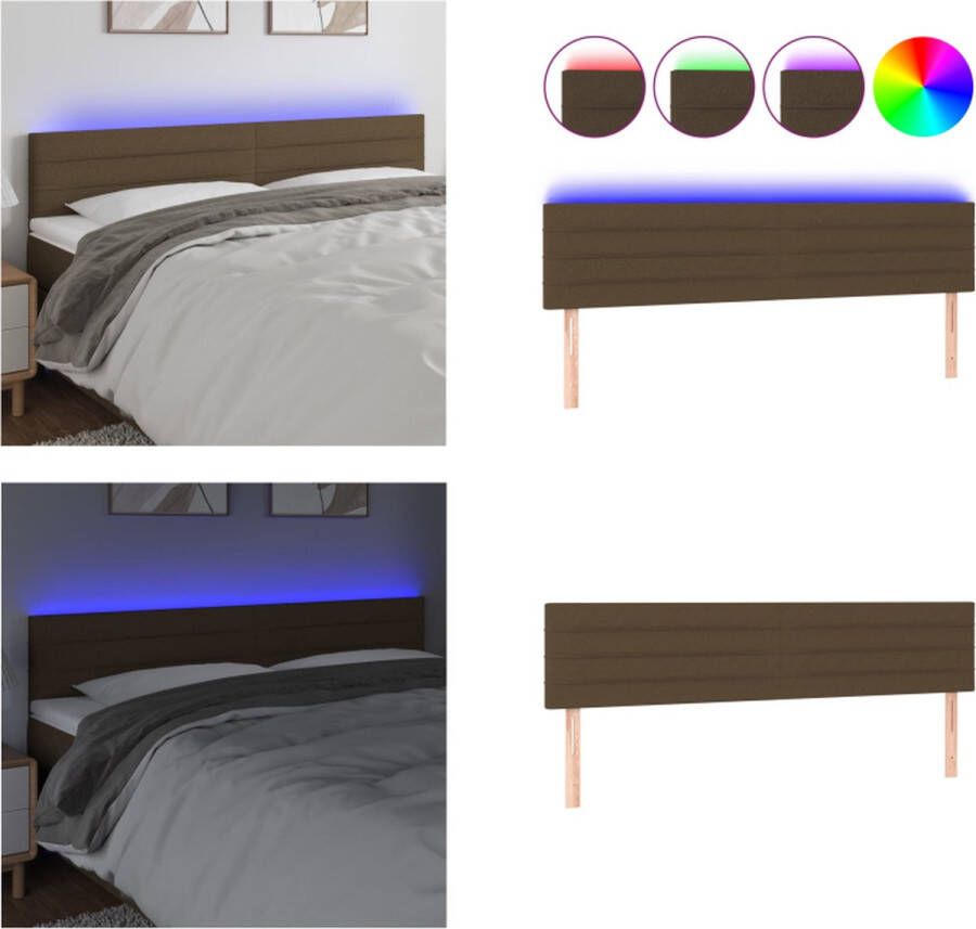 The Living Store Hoofdeind LED-strips 200x5x78 88 cm Duurzaam donkerbruin stoffen Materiaal Hoofd Bord Led Headboard Hoofdbord Met Led Slaap Kamer Decoratie Bedroom Furniture