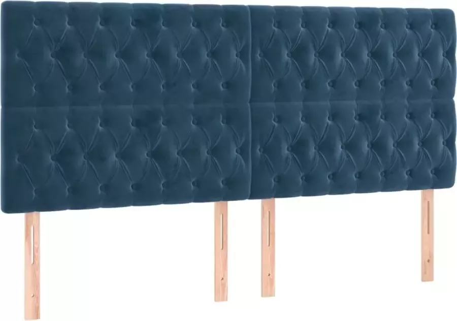 VIDAXL Hoofdbord LED 200x7x118 128 cm fluweel donkerblauw - Foto 4