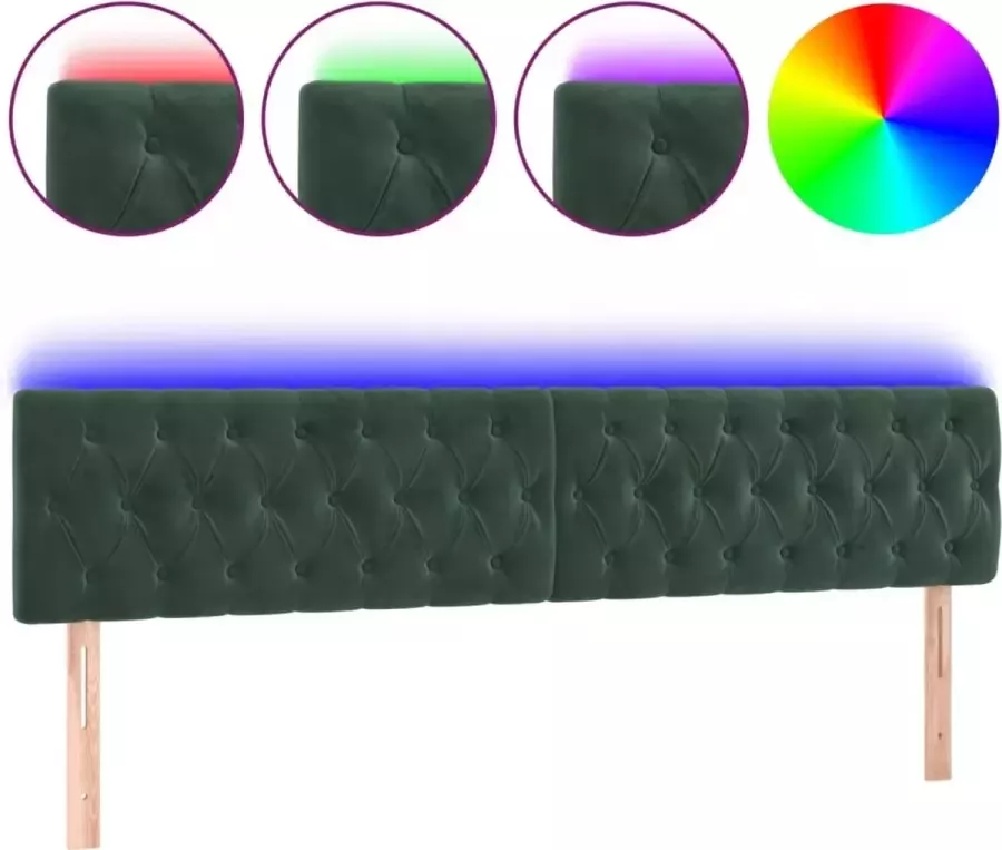 VIDAXL Hoofdbord LED 200x7x78 88 cm fluweel donkergroen - Foto 2