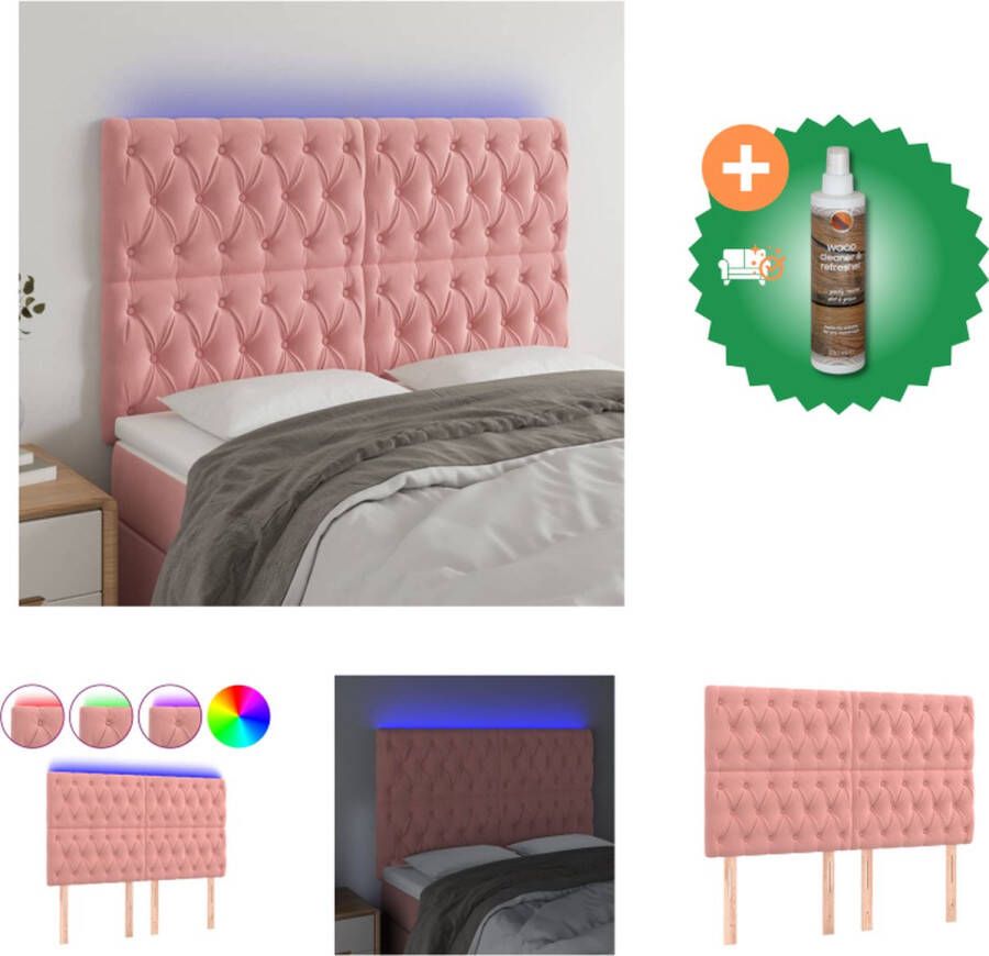 VidaXL Hoofdbord LED 203x16x118 128 cm kunstleer bruin Hoofdbord Hoofdborden Hoofdeinde Houten Hoofdbord