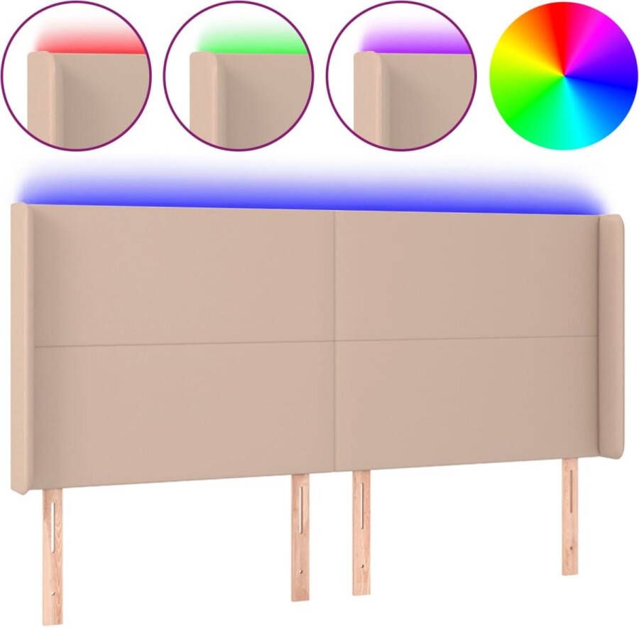 VidaXL Hoofdbord Bed 203 x 16 x 118 128 cm Verstelbare hoogte + LED-verlichting Bedonderdeel Inclusief Houtreiniger en verfrisser