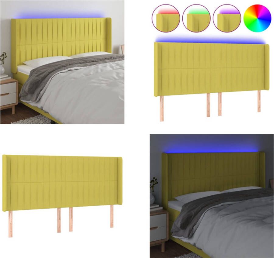 VidaXL Hoofdbord LED 203x16x118 128 cm stof groen Hoofdbord Hoofdborden Hoofdeinde Houten Hoofdbord