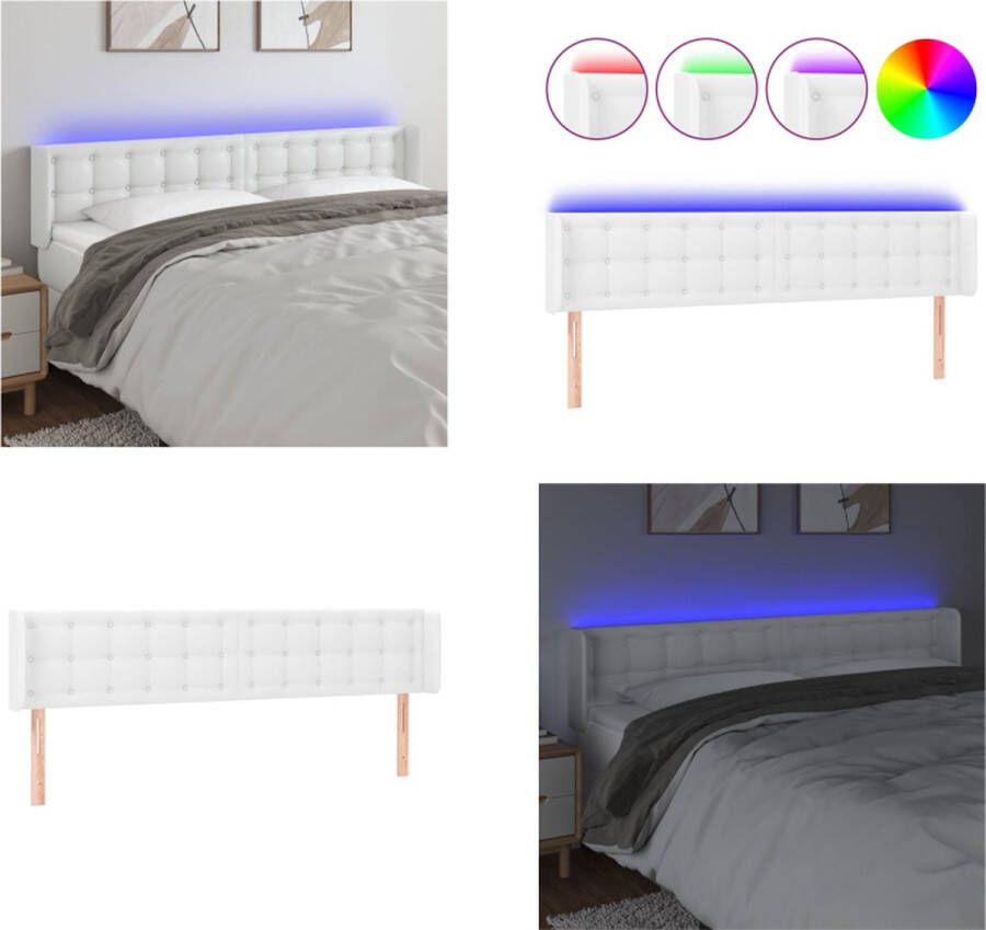 VidaXL Hoofdbord LED 203x16x78 88 cm kunstleer wit Hoofdbord Hoofdborden Hoofdeinde Houten Hoofdbord