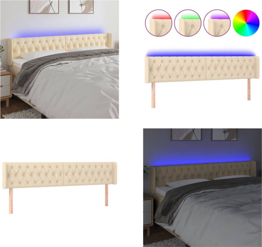 VidaXL Hoofdbord LED 203x16x78 88 cm stof crèmekleurig Hoofdbord Hoofdborden Hoofdeinde Houten Hoofdbord