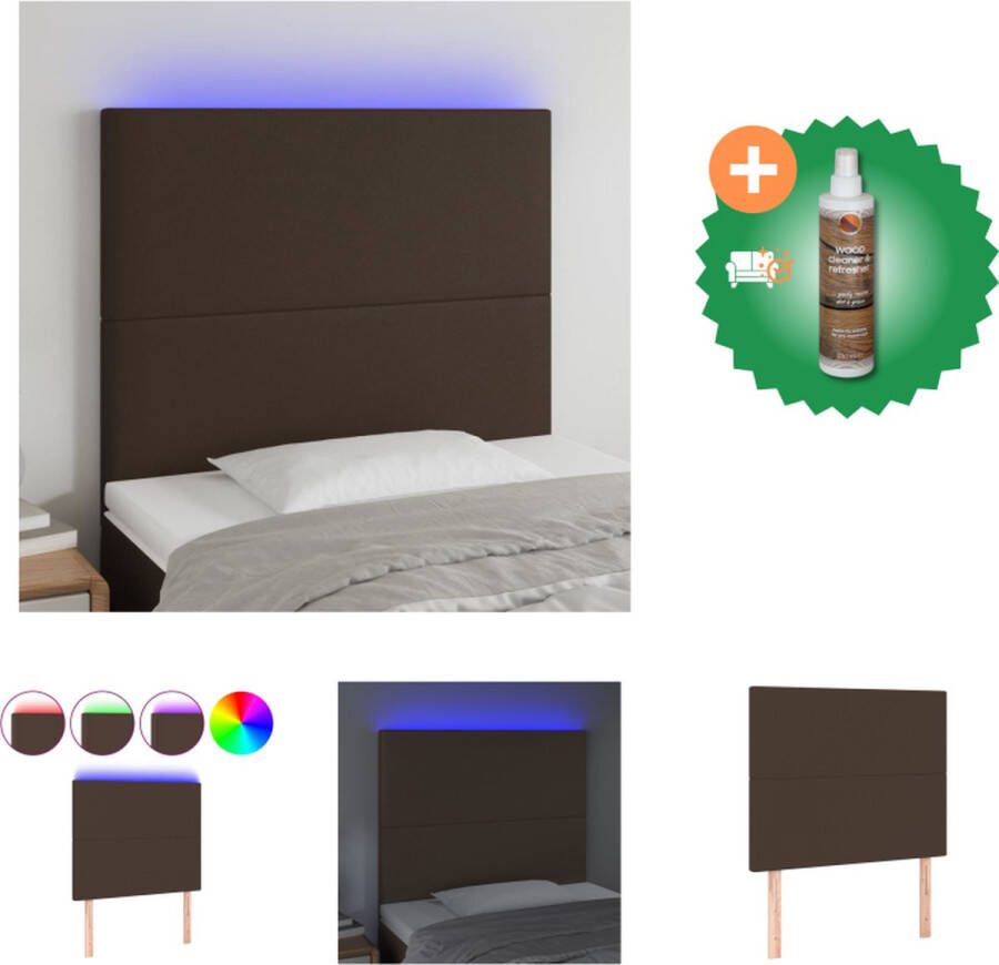 vidaXL Hoofdbord LED 80x5x118 128 cm kunstleer bruin Bedonderdeel Inclusief Houtreiniger en verfrisser