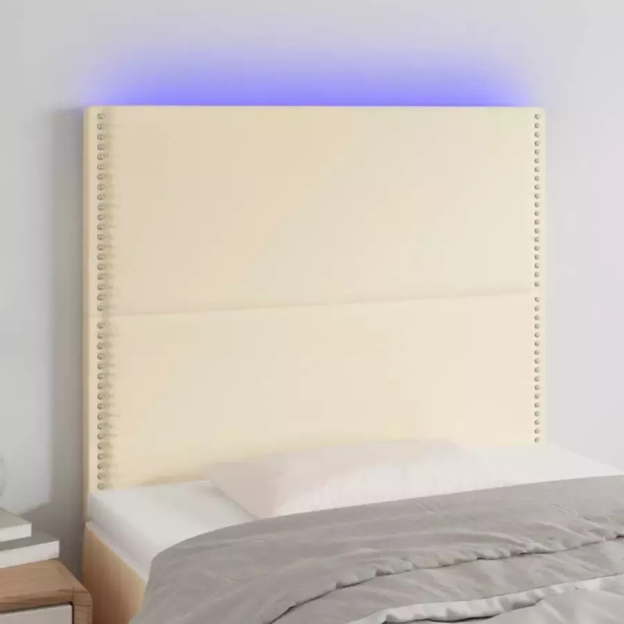 VidaXL Hoofdbord LED 80x5x118 128 cm kunstleer crèmekleurig