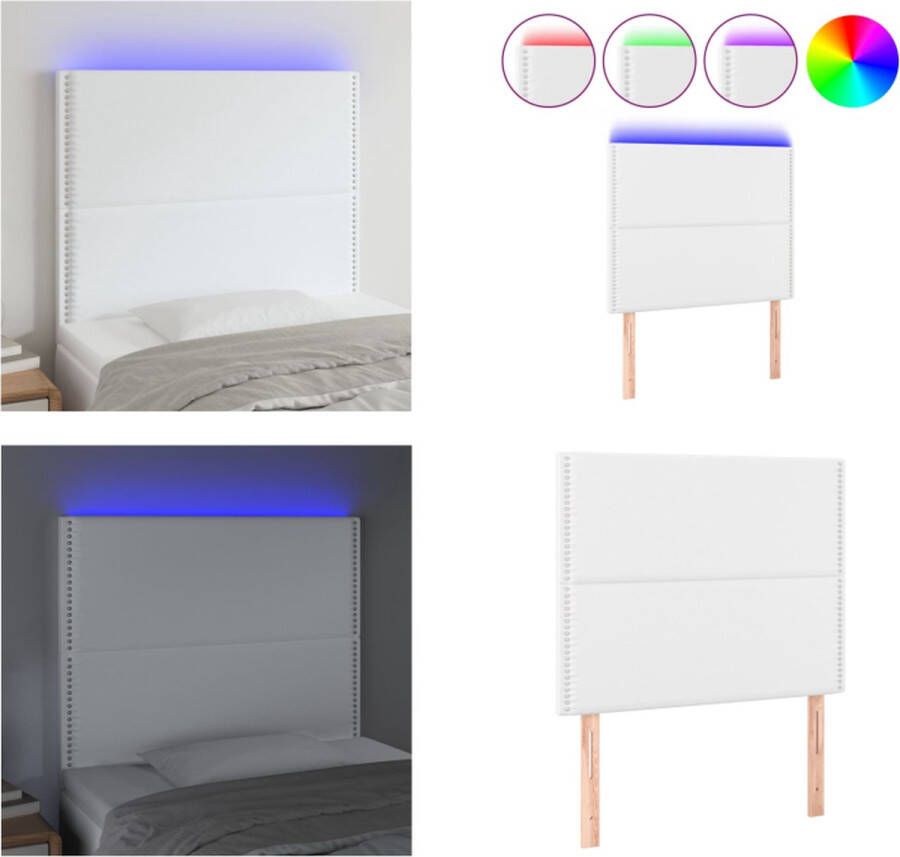 VidaXL Hoofdbord LED 80x5x118 128 cm kunstleer wit Hoofdbord Hoofdborden Hoofdeinde Houten Hoofdbord