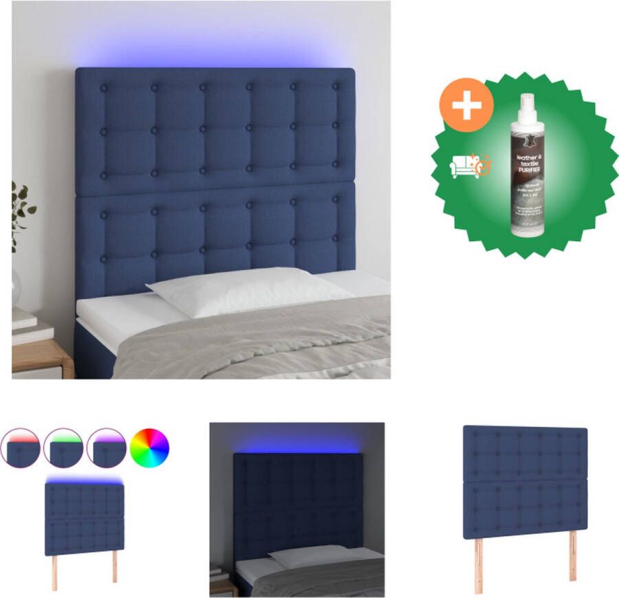 VidaXL Hoofdbord LED 80x5x118 128 cm stof blauw Bedonderdeel Inclusief Reiniger