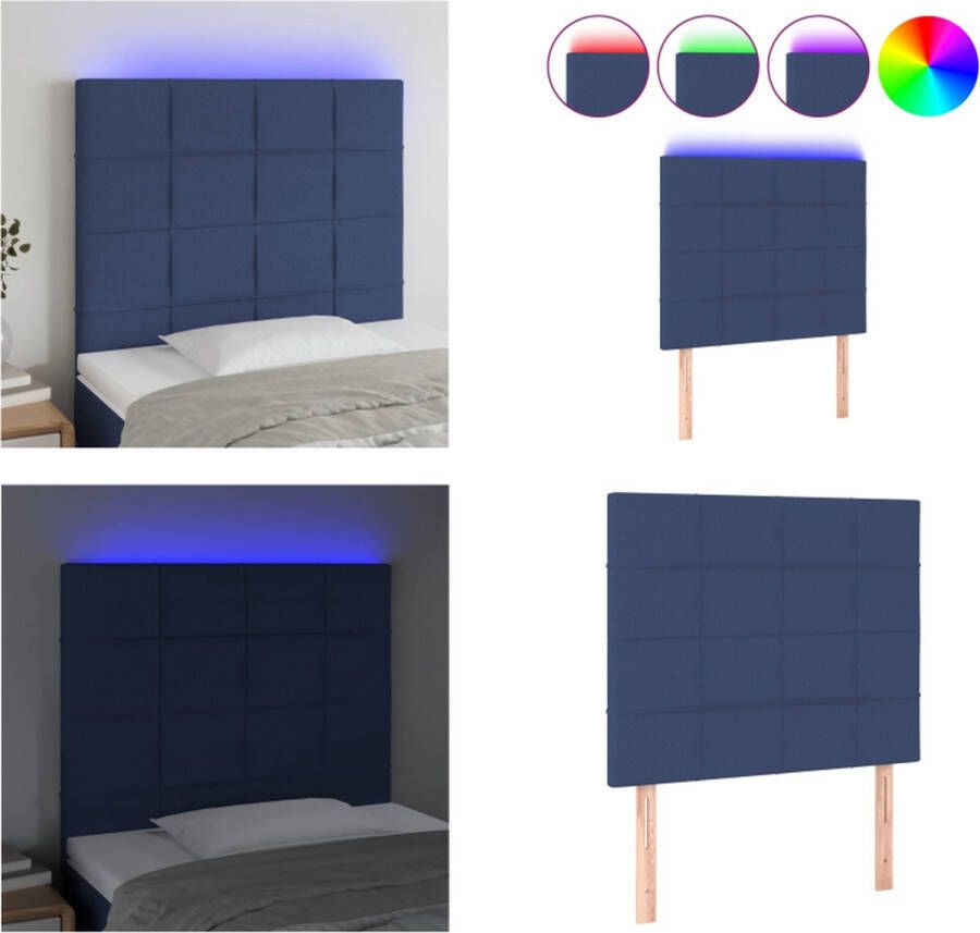 VidaXL Hoofdbord LED 80x5x118 128 cm stof blauw Hoofdbord Hoofdborden Hoofdeinde Houten Hoofdbord - Foto 1