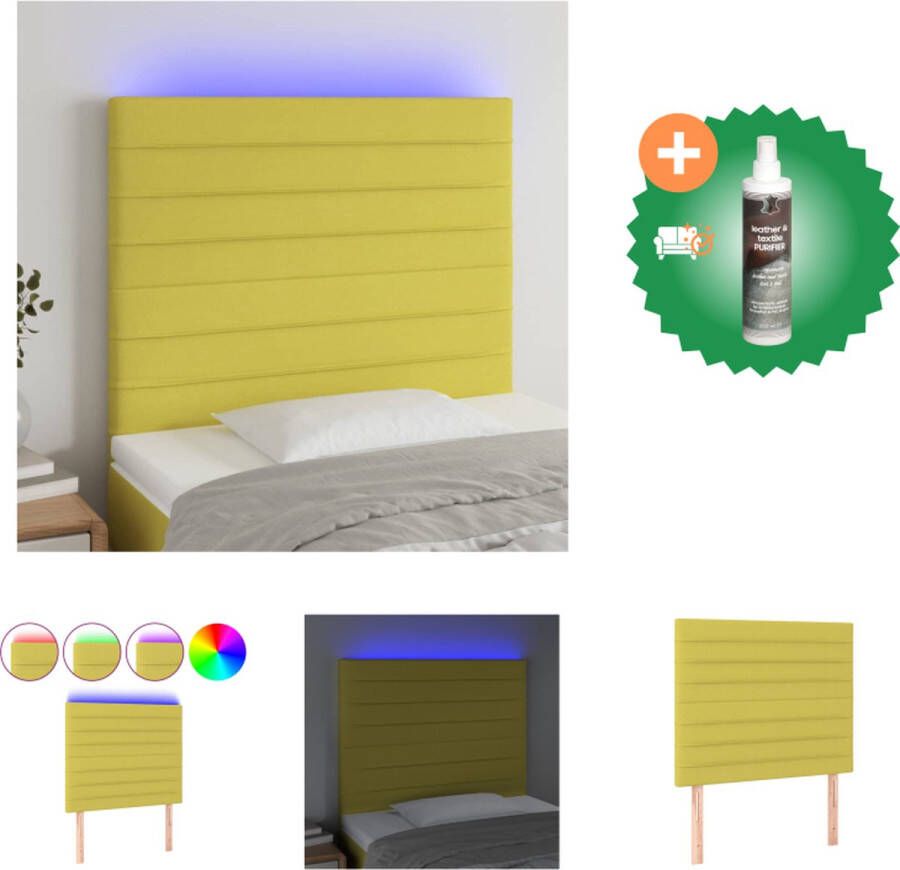 VidaXL Hoofdbord LED 80x5x118 128 cm stof groen Bedonderdeel Inclusief Reiniger