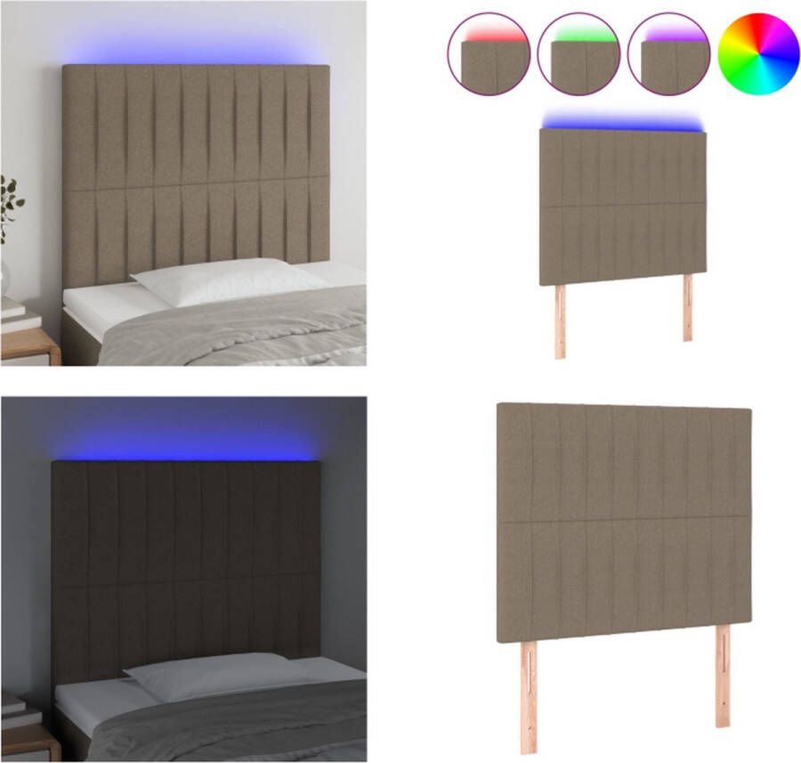 VidaXL Hoofdbord LED 80x5x118 128 cm stof taupe Hoofdbord Hoofdborden Hoofdeinde Houten Hoofdbord