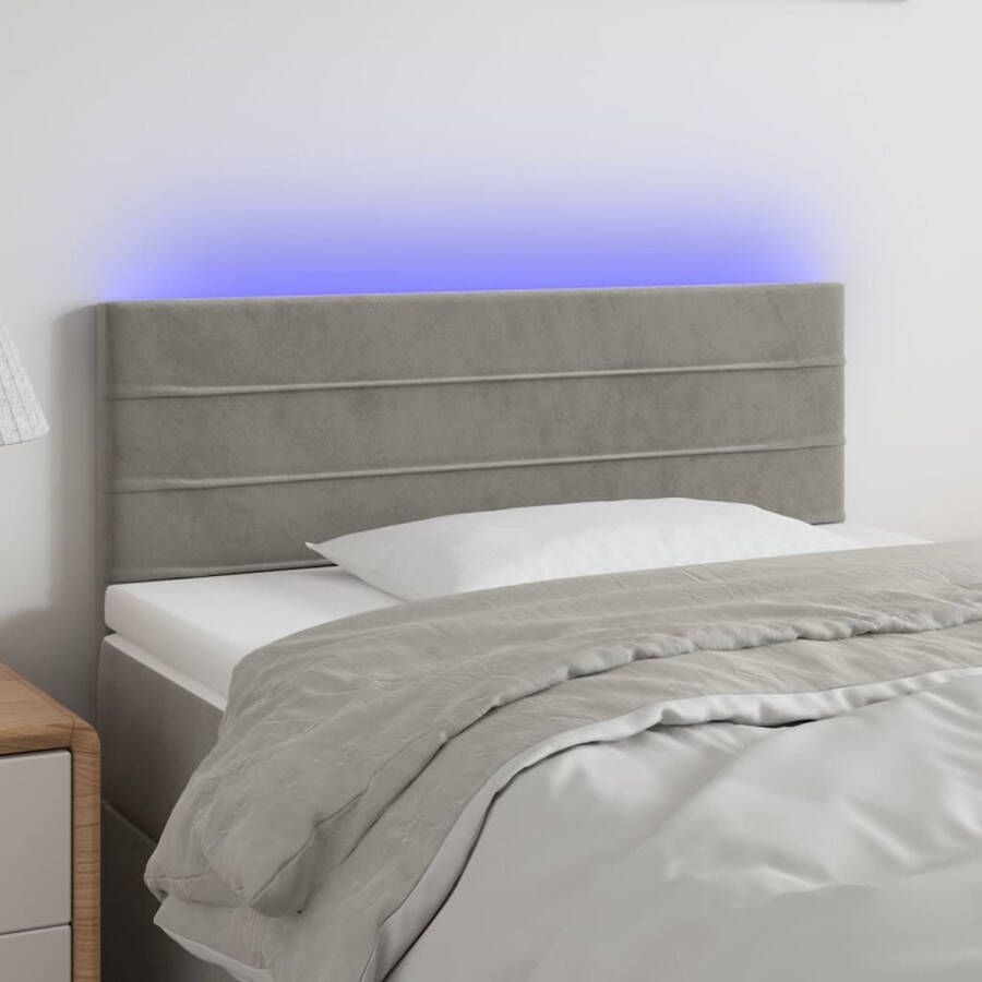 VIDAXL Hoofdbord LED 80x5x78 88 cm fluweel lichtgrijs - Foto 1