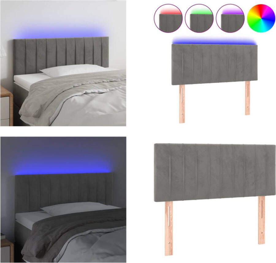 VidaXL Hoofdbord LED 80x5x78 88 cm fluweel lichtgrijs - Foto 2