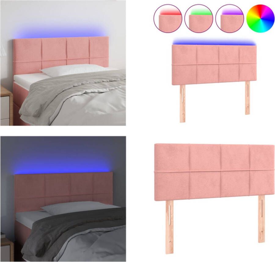 VidaXL Hoofdbord LED 80x5x78 88 cm fluweel roze Hoofdbord Hoofdborden Hoofdeinde Houten Hoofdbord - Foto 2