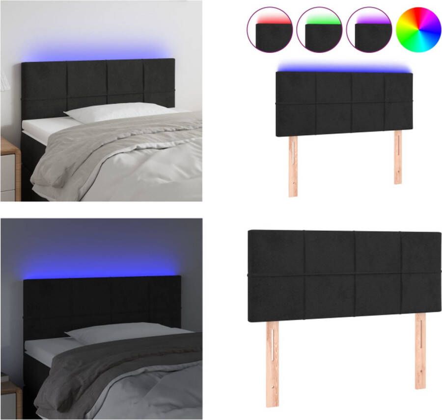 VidaXL Hoofdbord LED 80x5x78 88 cm fluweel zwart Hoofdbord Hoofdborden Hoofdeinde Houten Hoofdbord