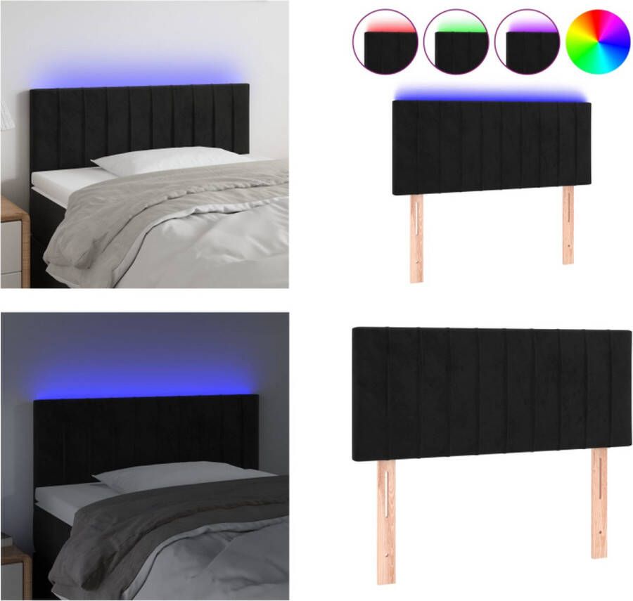 VidaXL Hoofdbord LED 80x5x78 88 cm fluweel zwart Hoofdbord Hoofdborden Hoofdeinde Houten Hoofdbord