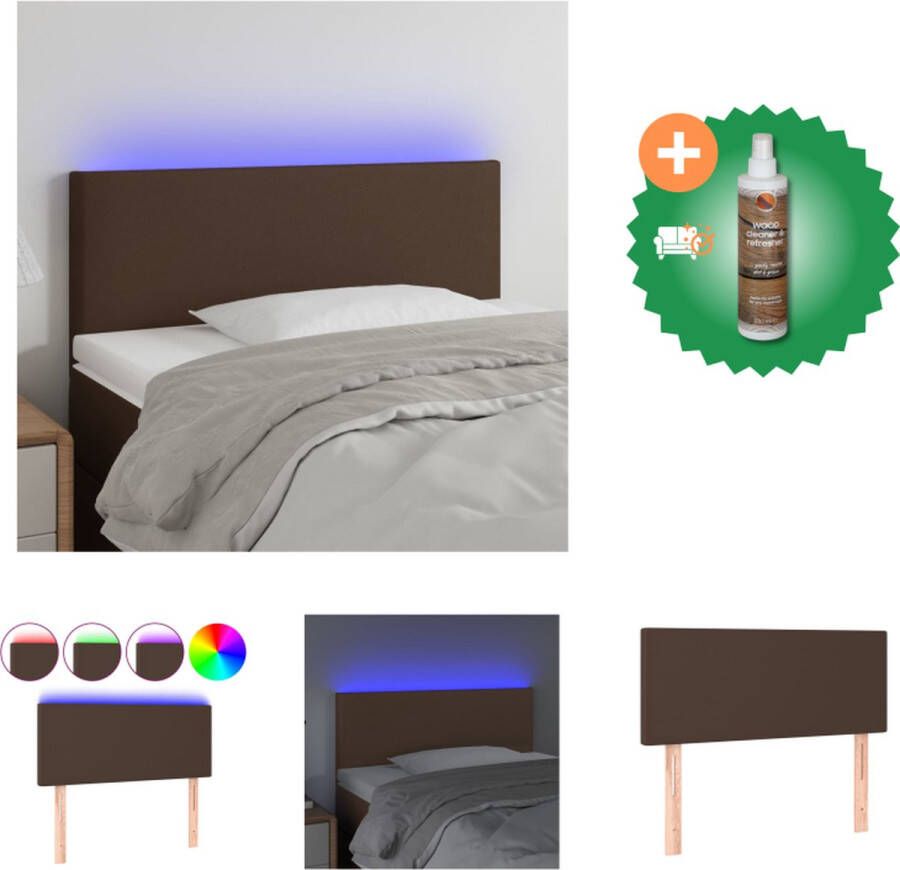 VidaXL Hoofdbord LED 80x5x78 88 cm kunstleer bruin Bedonderdeel Inclusief Houtreiniger en verfrisser