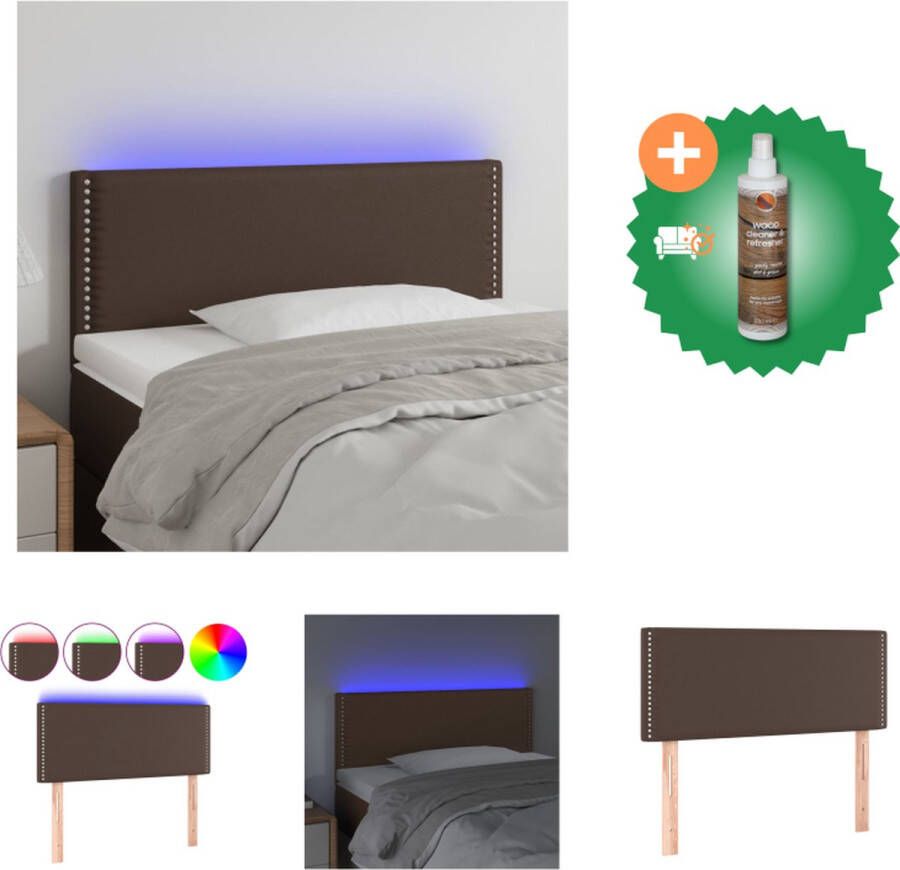 vidaXL Hoofdbord LED 80x5x78 88 cm kunstleer bruin Bedonderdeel Inclusief Houtreiniger en verfrisser
