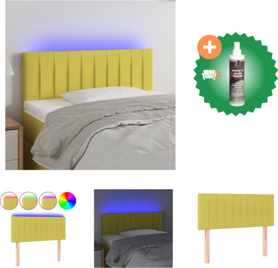 VidaXL Hoofdbord LED 80x5x78 88 cm stof groen Bedonderdeel Inclusief Reiniger