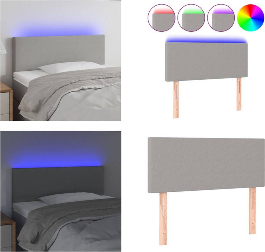VidaXL Hoofdbord LED 80x5x78 88 cm stof lichtgrijs Hoofdbord Hoofdborden Hoofdeinde Houten Hoofdbord - Foto 2